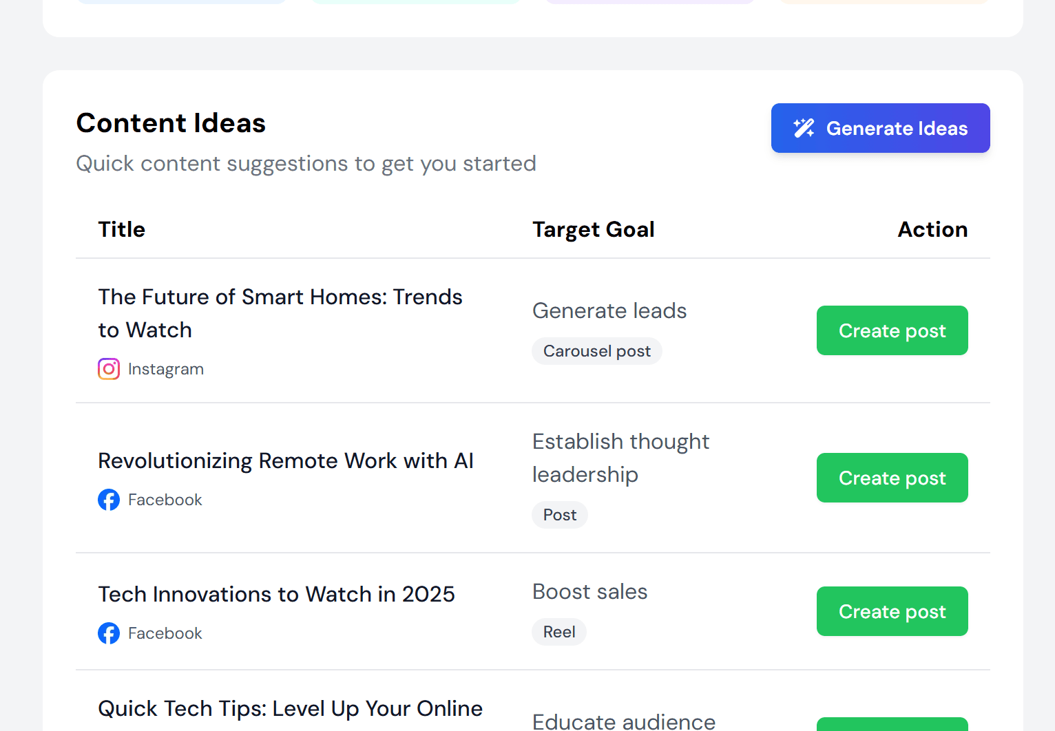 AI Content Generation Interface